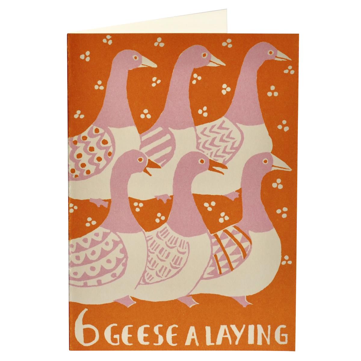 Six Geese A-Laying Christmas Card
