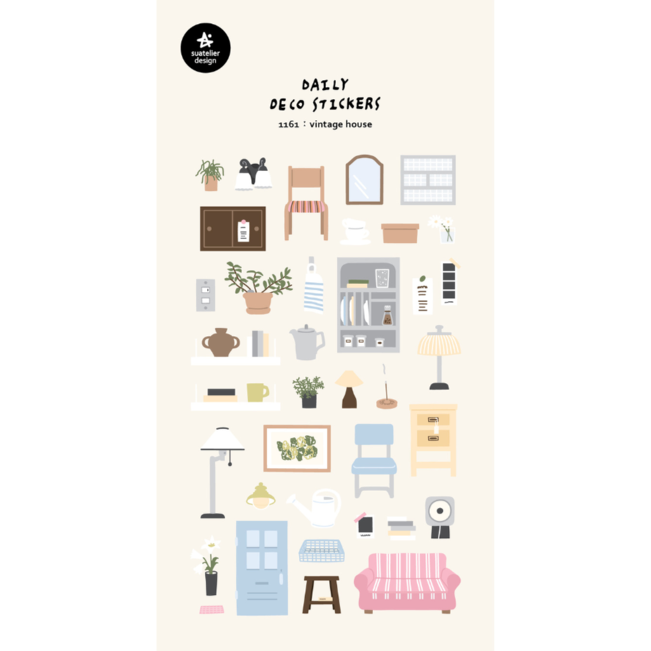 Vintage House Stickers - 1161 By Suatelier