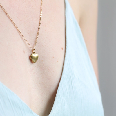 Vintage Style Plain Brass Heart Locket