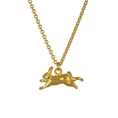 Leaping Rabbit Necklace - Gold Plate