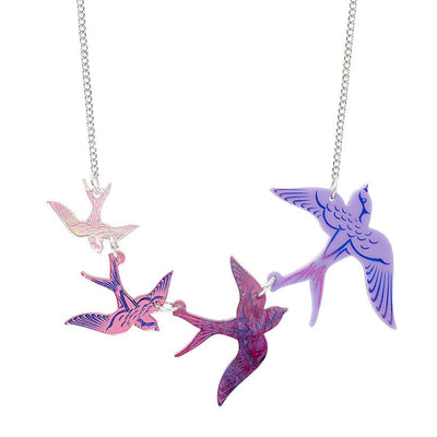 Swoop of Swallows Necklace - Purple