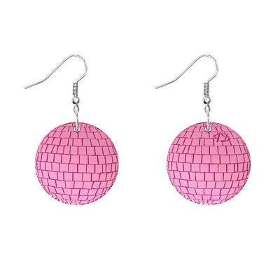 Disco Ball Earrings - Pink Mirror