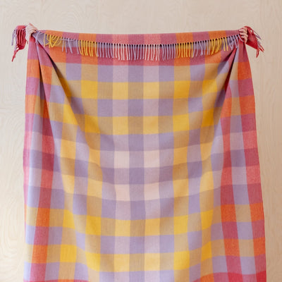 Recycled Wool Blanket - Lilac Gradient Gingham