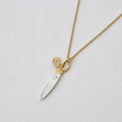 Shearing Scissors Necklace - Silver & Gold Plate
