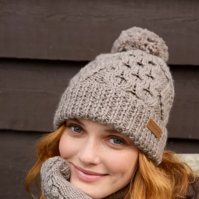 Roll Back Bobble Beanie - Enniskerry Mushroom