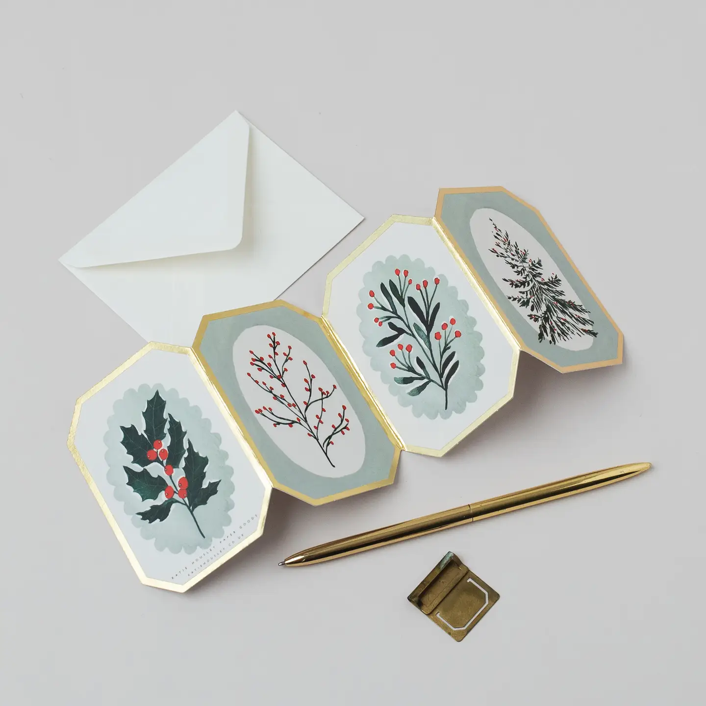 Concertina Botanical Christmas Die Cut Mini Card