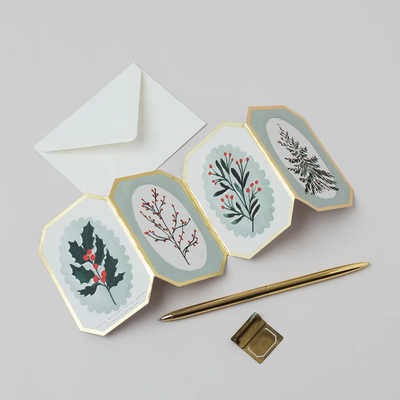 Concertina Botanical Christmas Die Cut Mini Card