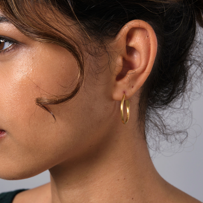 Small Textured Brass Hoops - Gold Plated