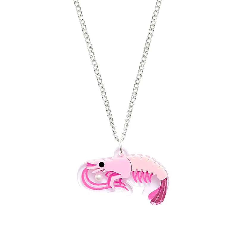 Mini Prawn Pendant Necklace - Pink
