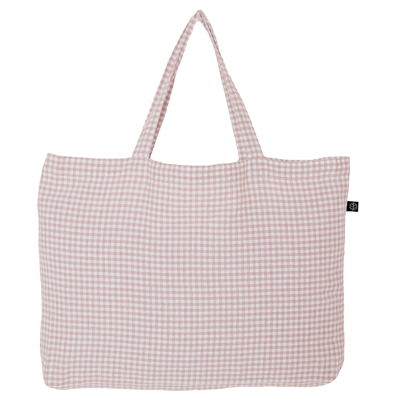 Washed Linen Cotton Sloppy Shoulder Bag - Pink Gingham