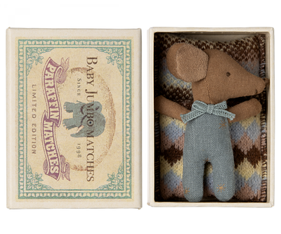 Sleepy / Wakey Baby Mouse Toy in Matchbox - Blue