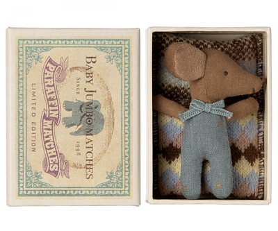 NEW Sleepy / Wakey Baby Mouse Toy in Matchbox - Blue