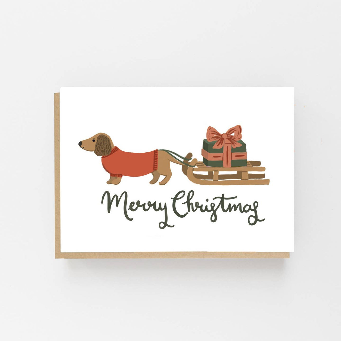 Dog & Sledge Merry Christmas Card