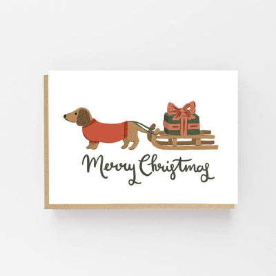 Dog & Sledge Merry Christmas Card