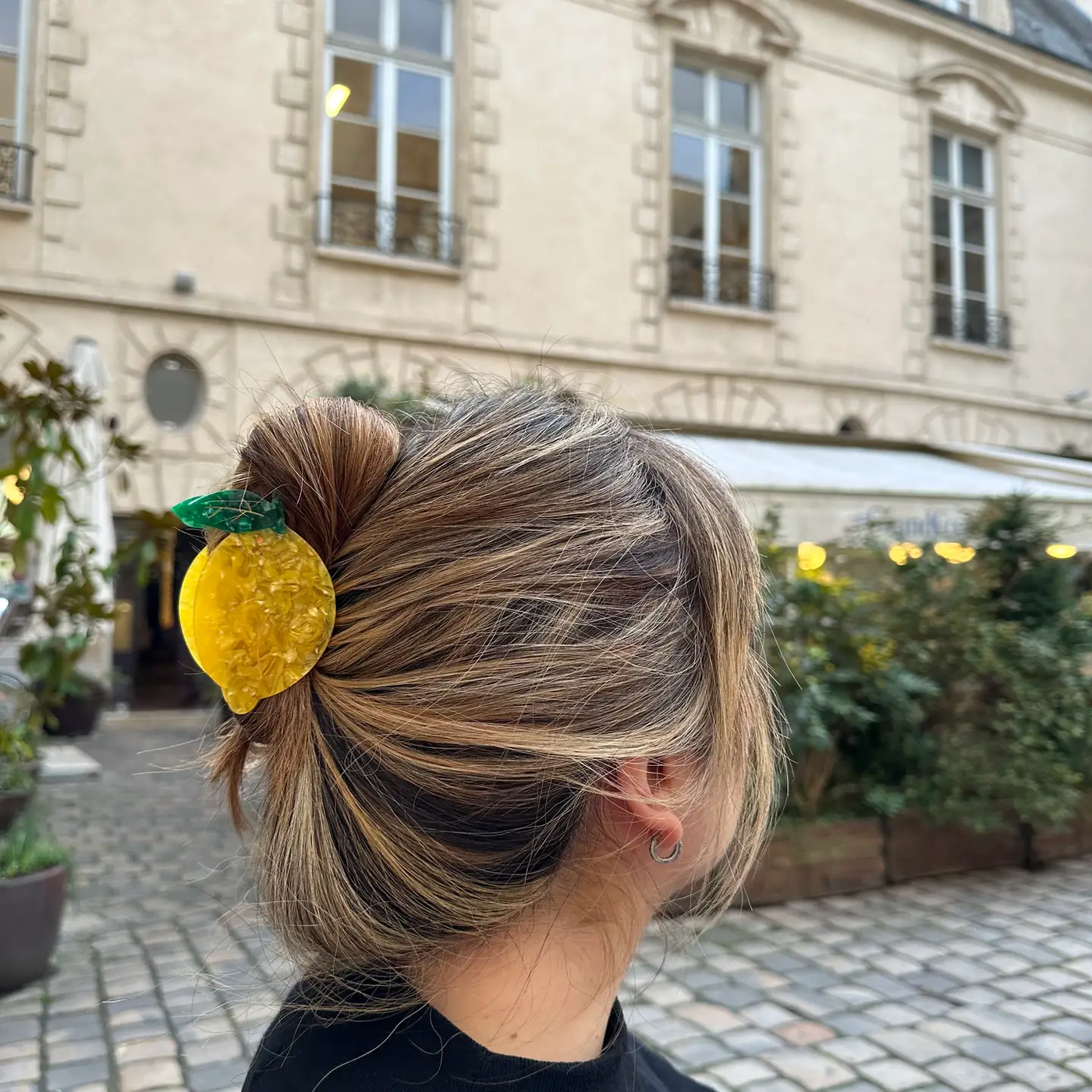 Hand Painted Cellulose Hair Claw - Lemon