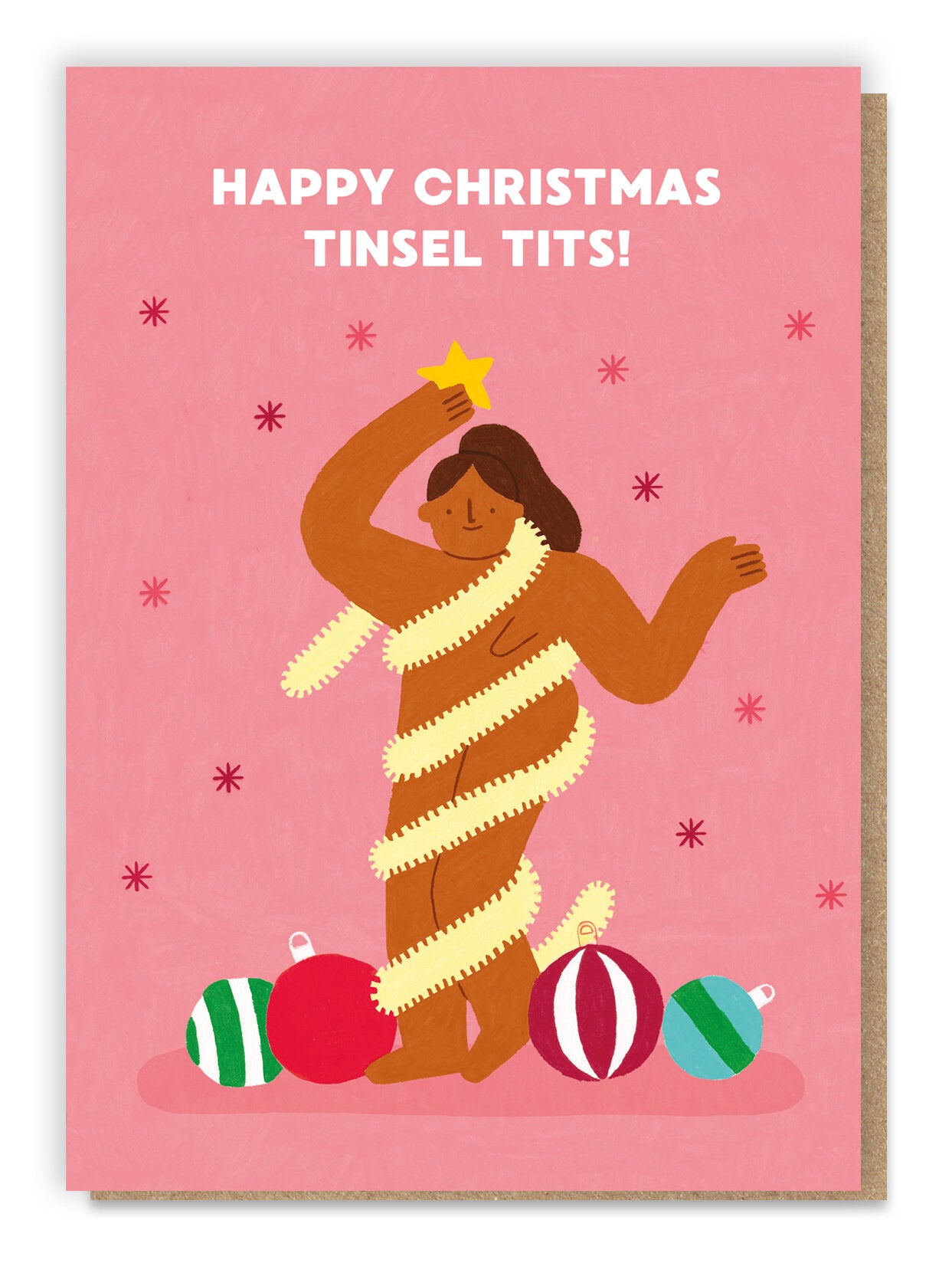 Naked Tinsel Tits Christmas Card