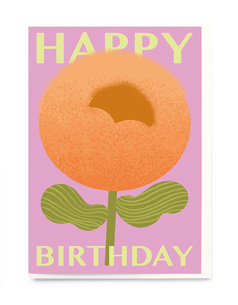 Round Orange Flower Birthday Card