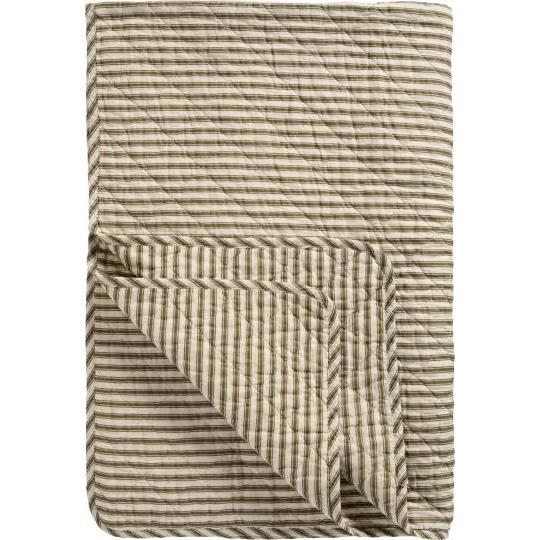 Olive & Sand Ticking Stripe Cotton Quilt