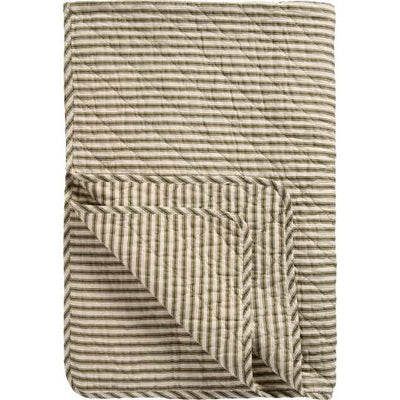 Olive & Sand Ticking Stripe Cotton Quilt