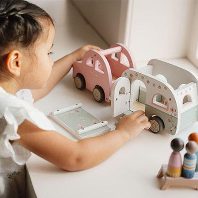Wooden Car with Caravan