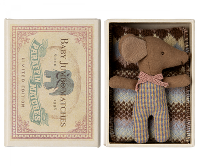 Sleepy / Wakey Baby Mouse Toy in Matchbox - Rose