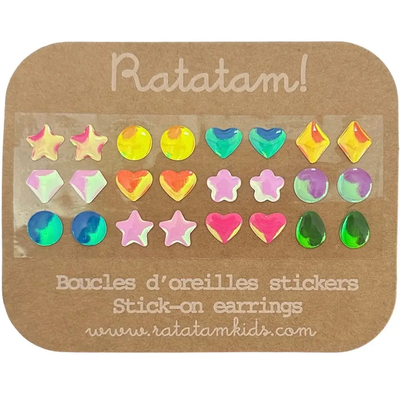 12 Pairs of Self Adhesive Earrings - Jewel Finish