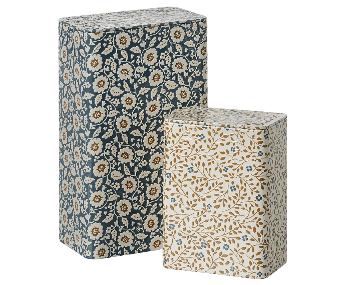 Maileg Storage Tins with Flowers - Set of 2