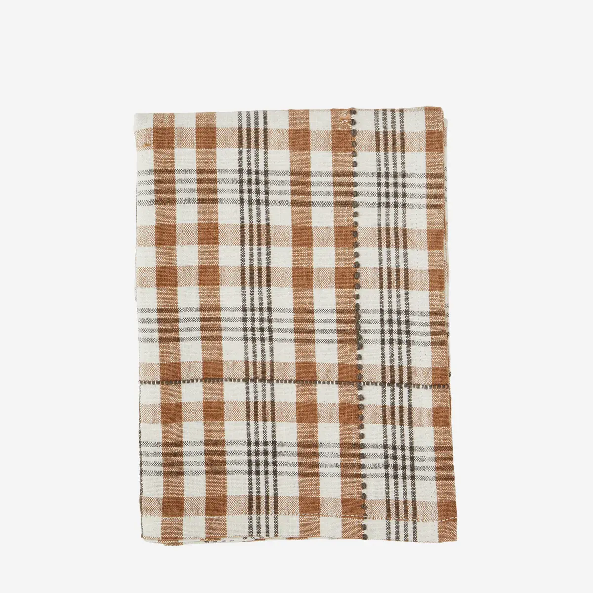 Checked Cotton Kitchen Towel - Burnt Orange