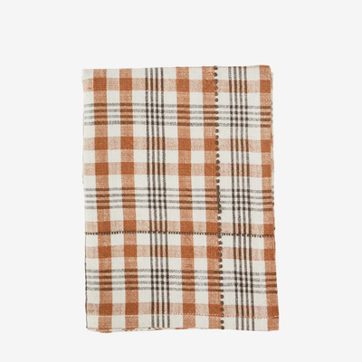 Checked Cotton Kitchen Towel - Burnt Orange