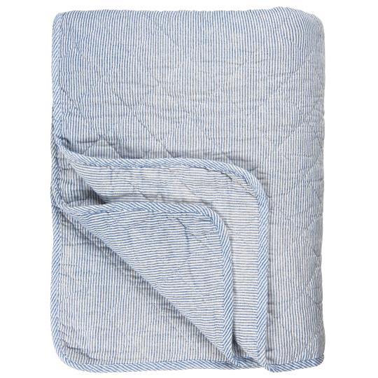 Blue & White Ticking Stripe Cotton Quilt