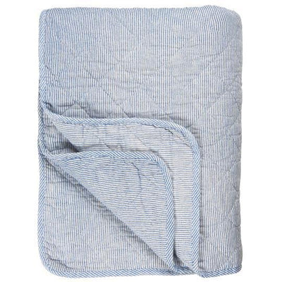 Blue & White Ticking Stripe Cotton Quilt