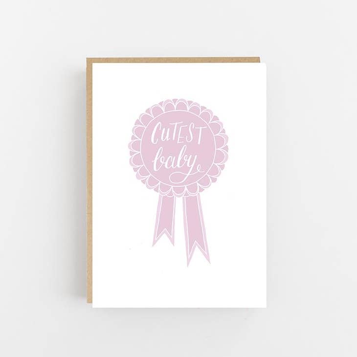 Cutest Baby Rosette Card - Pink