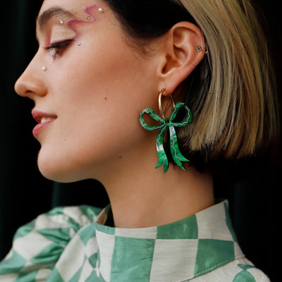 Limited Edition Bow Hoops - Emerald