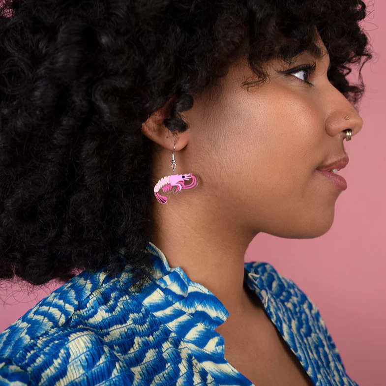 Mini Prawn Earrings - Pink