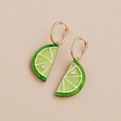 Large Lime Slice Hoops