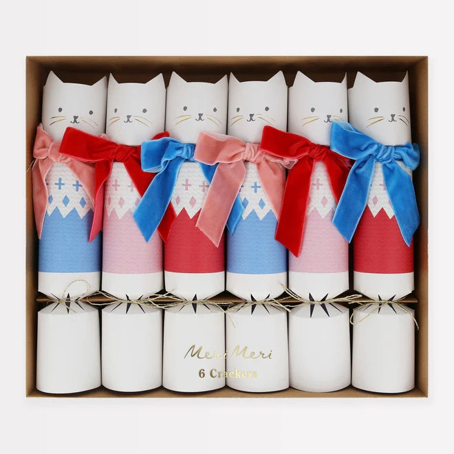 Cats with Velvet Bows Christmas Crackers