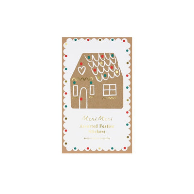 Box of Festive Christmas Stickers - Gingerbread House