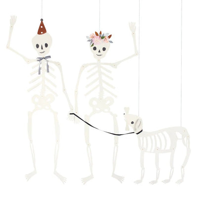 Pack of 3 Giant Halloween Jointed Skeletons with Dog!
