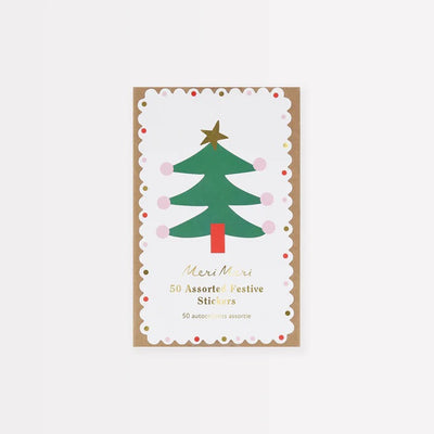 Box of Festive Christmas Stickers - Christmas Tree