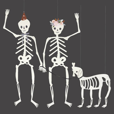 Pack of 3 Giant Halloween Jointed Skeletons with Dog!