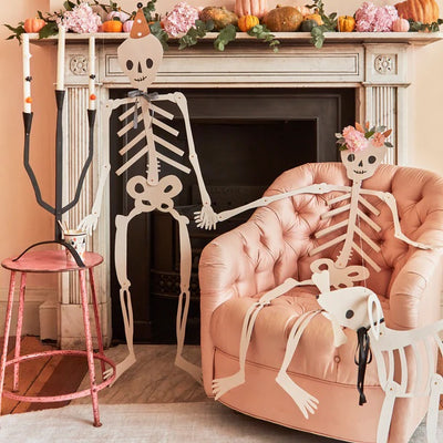 Pack of 3 Giant Halloween Jointed Skeletons with Dog!