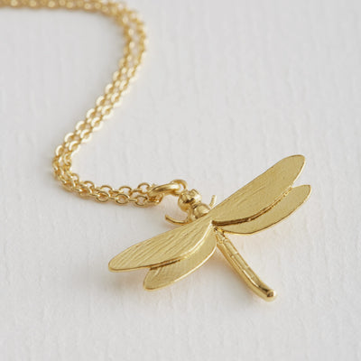 Dragonfly Necklace - Gold Plate