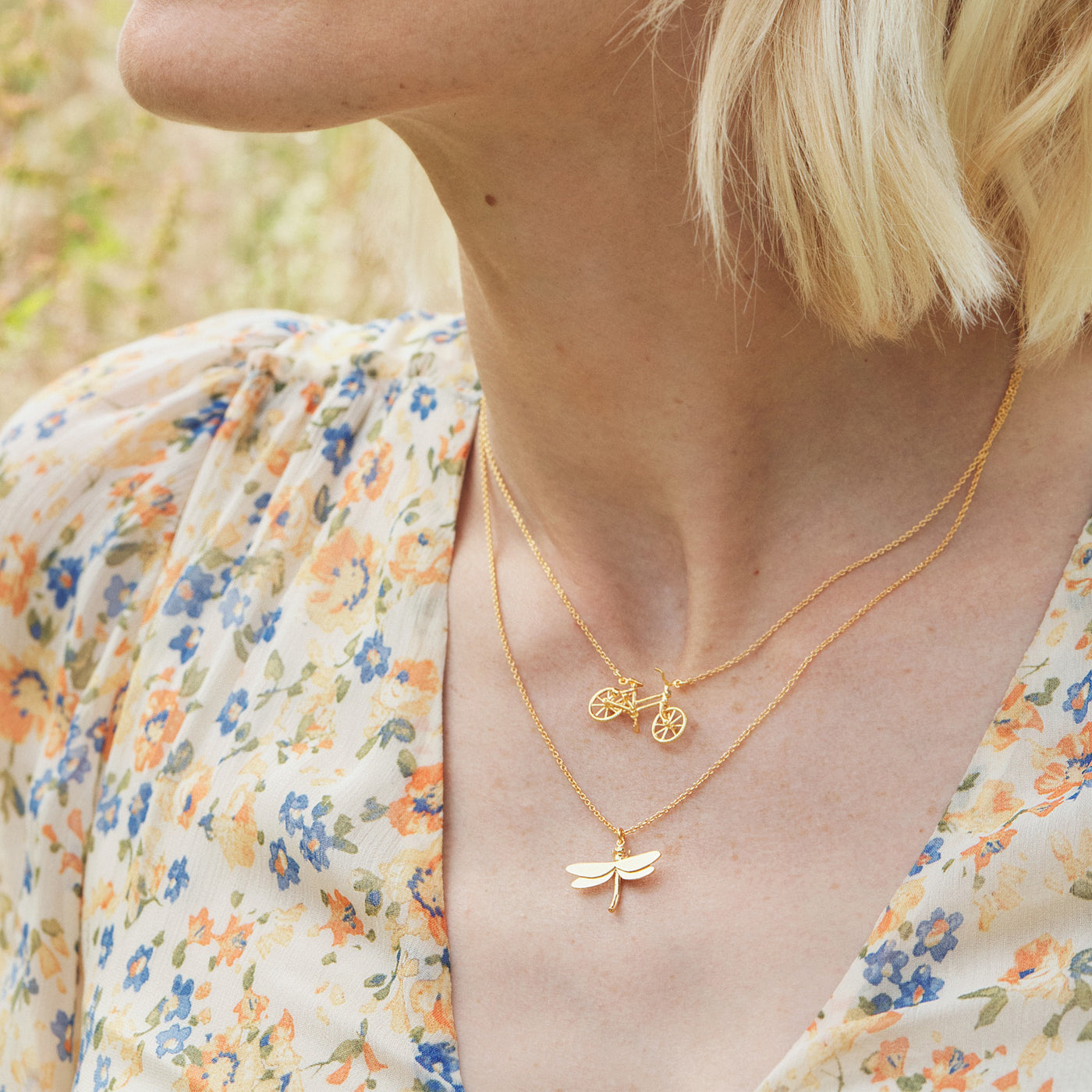 Dragonfly Necklace - Gold Plate
