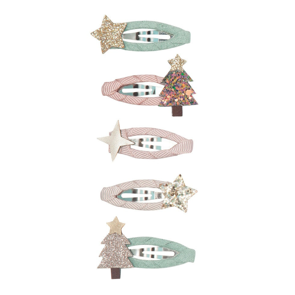 Mimi and Lula Clic Clac Hair Clips - Christmas Tree Pack of 5