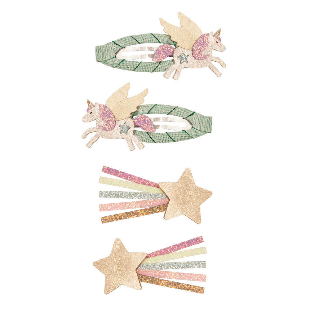 Mimi and Lula Clic Clac Hair Clips - Flying Unicorn Pack of 4