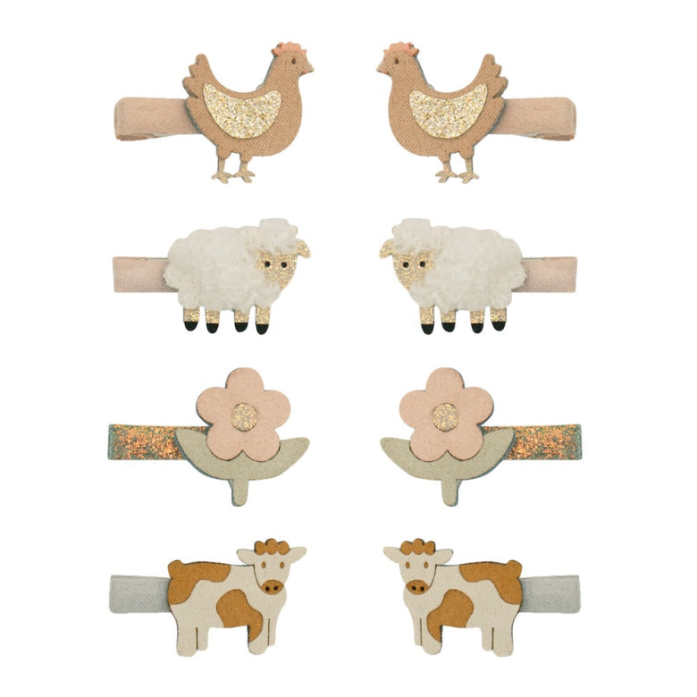 Mimi and Lula Mini Hair Clips - Farm Animals Pack of 8