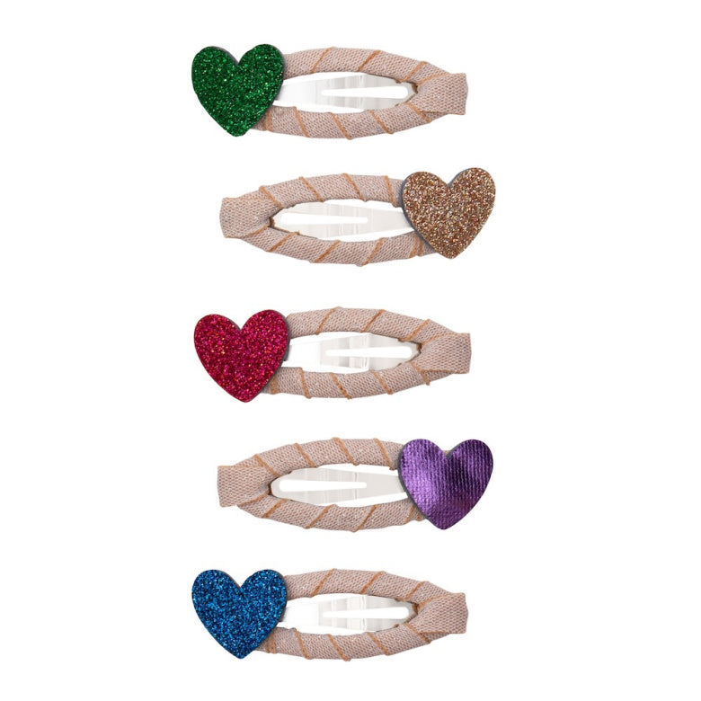 Mimi and Lula Clic Clac Hair Clips - Jazzy Heart Pack of 5