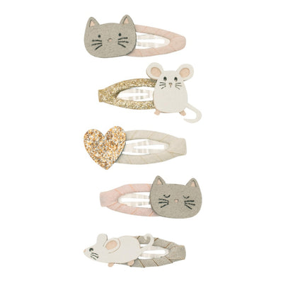 Mimi and Lula Clic Clac Hair Clips - Cat & Mouse Pack of 5