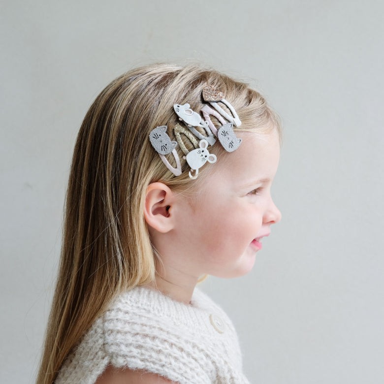 Mimi and Lula Clic Clac Hair Clips - Cat & Mouse Pack of 5