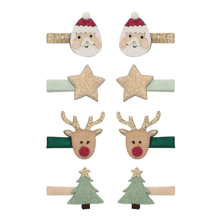 Mimi and Lula Mini Hair Clips - Santa & Rudpolph Pack of 8